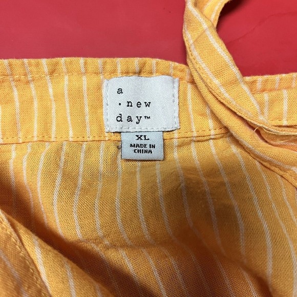 A New Day Womens Size XL Tie-Front Apron Style Tank Top Linen Blend Orange​ - Picture 8 of 9